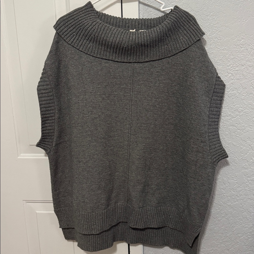 Anthropologie Moth gray sleeveless oversized cowl neck poncho sweater - Picture 2 of 6